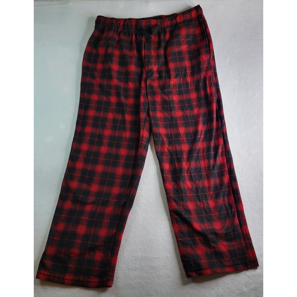 George Red Black Plaid Pajama Pants XL 40-42 Buffalo Check Sleepwear Pockets